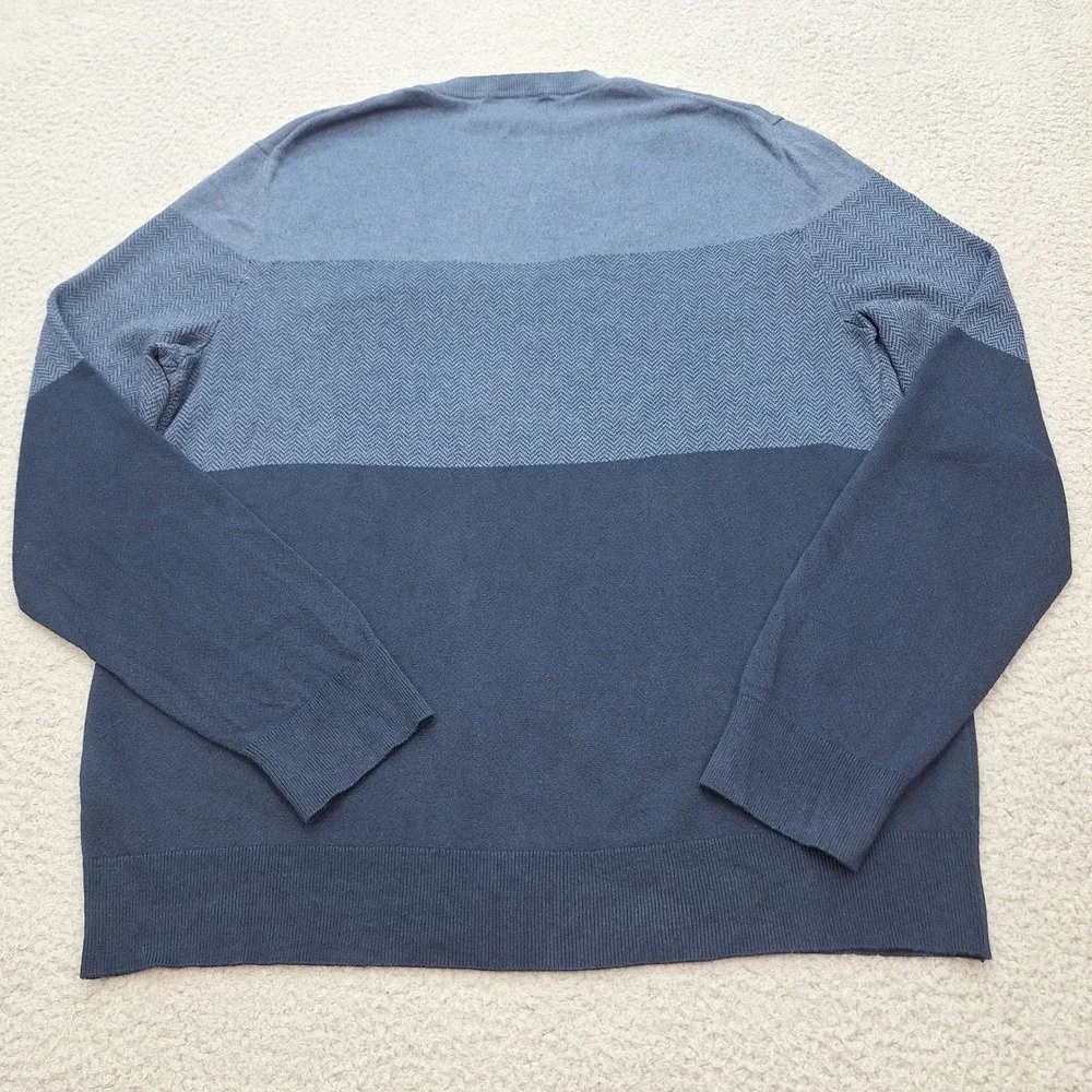 Banana Republic Sweater Mens Large Blue Silk Cotton Cashmere‎ Herringbone